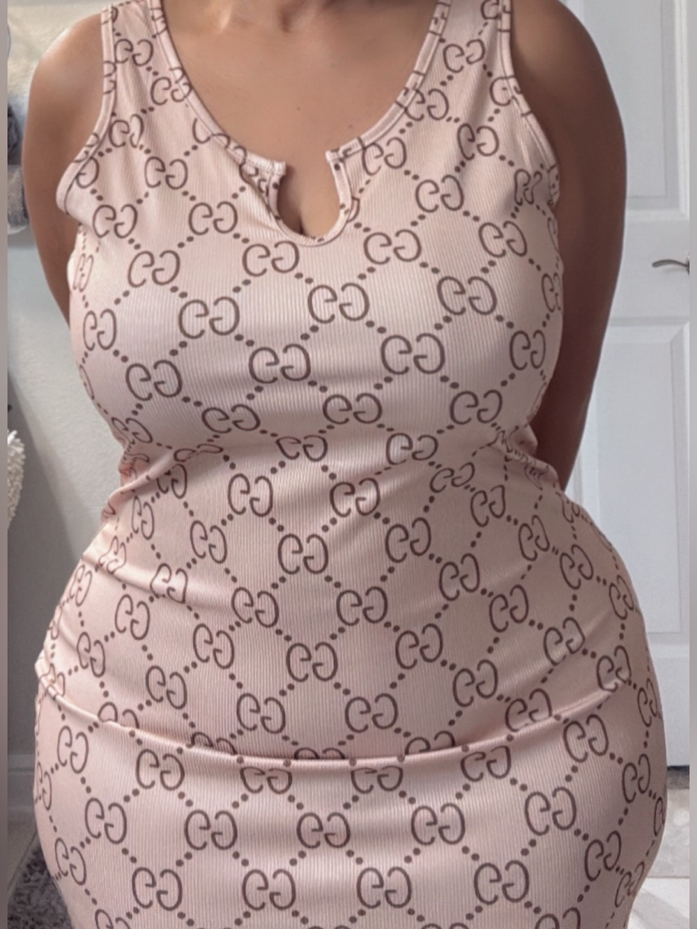 Gucci Beige Logo-Print Sleeveless Maxi Dress - Picture 3 of 5